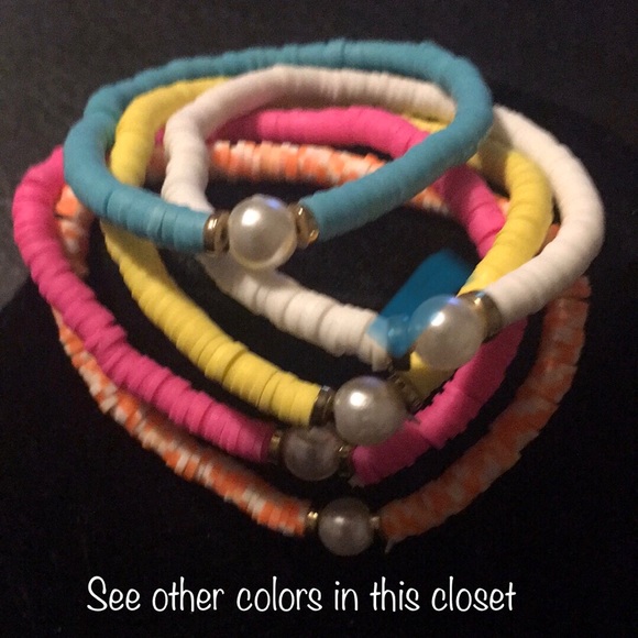 🔴Pearl and Alloy Stretch Bracelet-Aqua - Picture 4 of 5